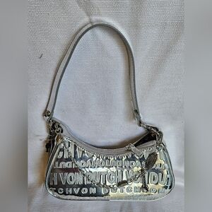NWT Von Dutch Silver Reflective Logo Shoulder Bag Detachable Chain Wrench Charm